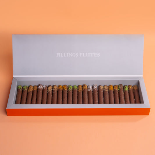 Long Flutes open box of chocolate flutes